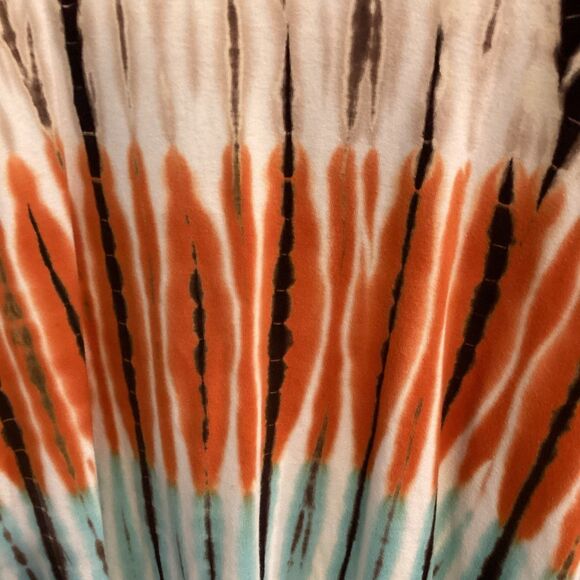 Tryst Tie Dye LS Shirt Top Turquoise Beige Orange Brown Boho ASO Phoebe Buffay - Picture 5 of 9